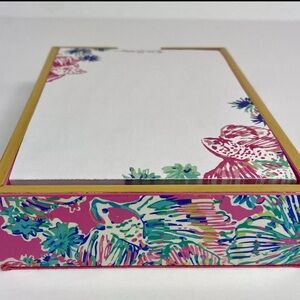 Lilly Pulitzer Lacquer Tray with 4” x 6” Notepad Tiki Pink Gypsea